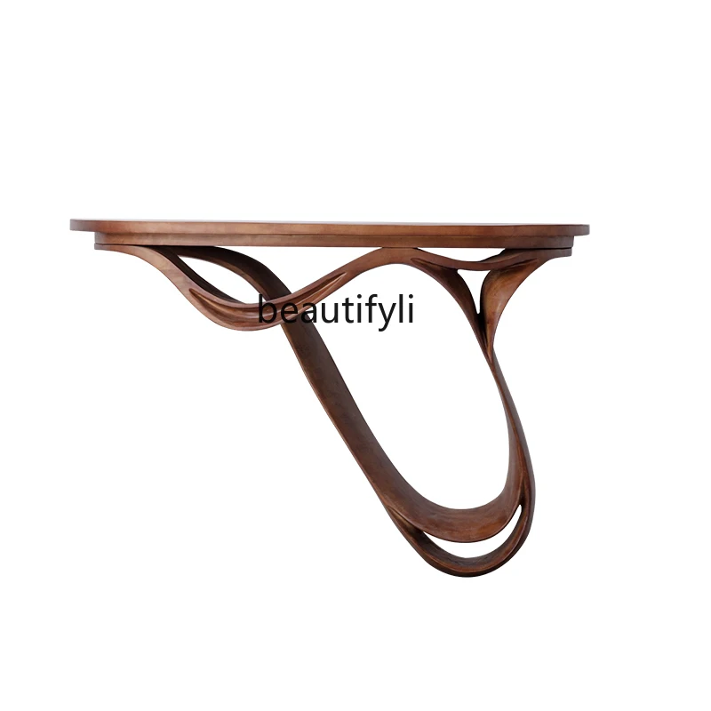 

High-end art entrance Taichung antique solid wood entrance decorative storage platform