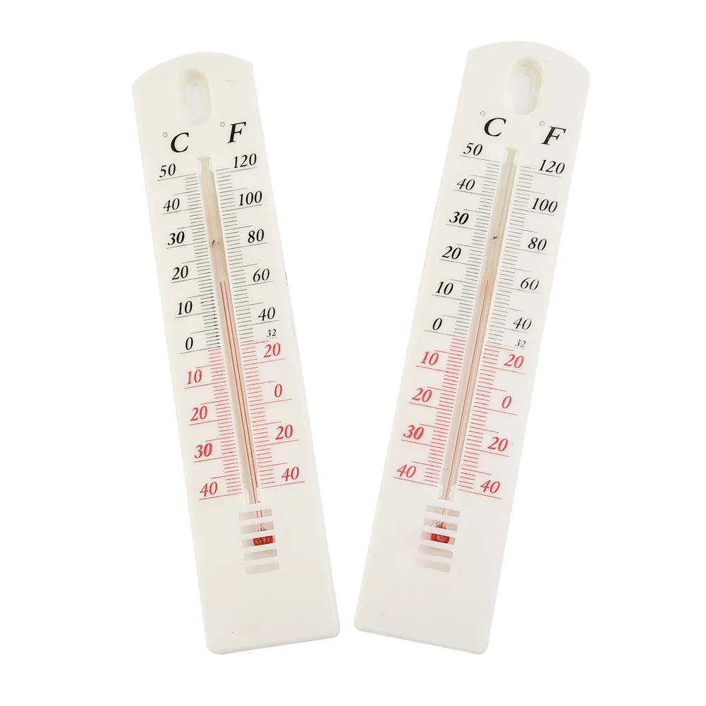 เทอร์โมมิเตอร์แขวนผนังเรือนกระจกแขวนอุณหภูมิ-50 ℃-+ 50 ℃ 195x40x6มม. 2ชิ้นในร่มและกลางแจ้งฤดูร้อน
