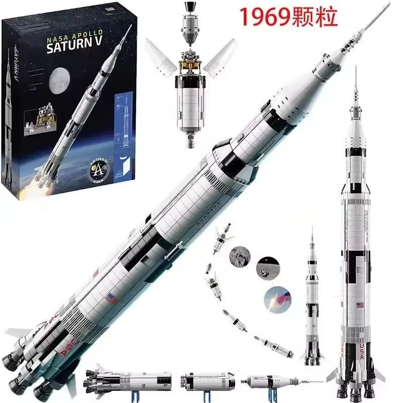

Space Series 21309 Apollo 5 Saturn Rocket Model Puzzle Assembly Children's Educational Toys Kids Christmas Gifts 1969PCS
