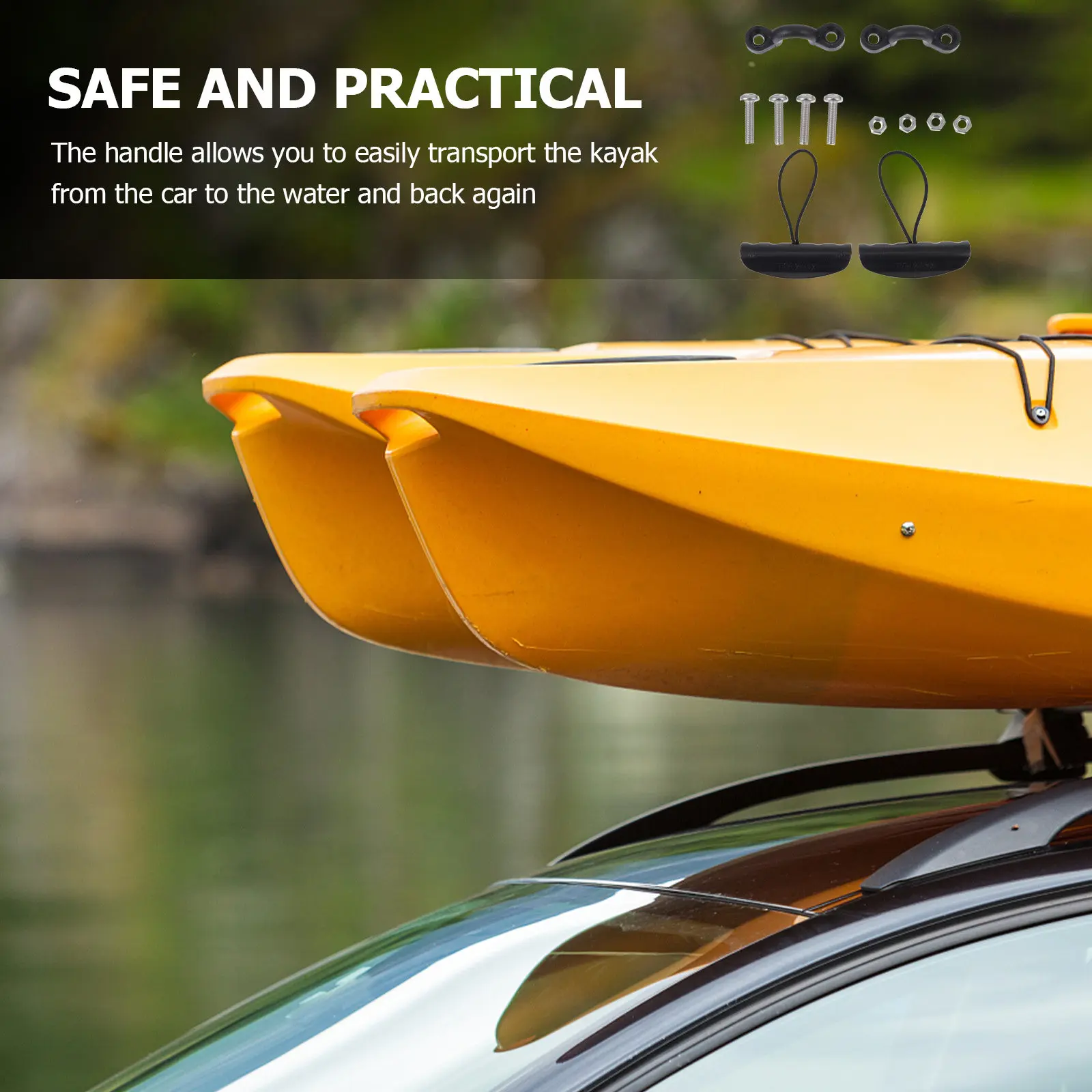 14Pcs Kayak Carry Handle Set High Impact Plastic Kayak Pull Handles Portable Replacement for Canoe Boat Accessories Black