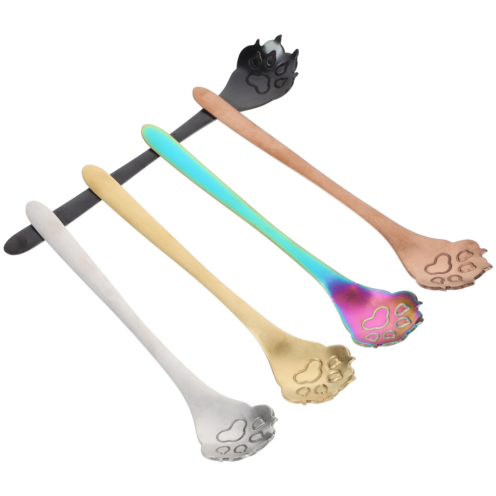 

5pcs Stainless Steel Coffee Spoon Unique Mixing Lightweight Dessert Serving Creative Kitchen Tool Dog Paw Design Anti