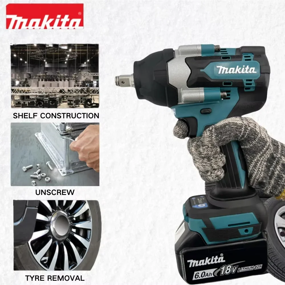 

Бесщеточный ударный гайковерт Makita DTW700 с крутящим моментом 1000 Нм, аккумуляторный, 1/2 дюйма, электроинструмент для батарей 18В