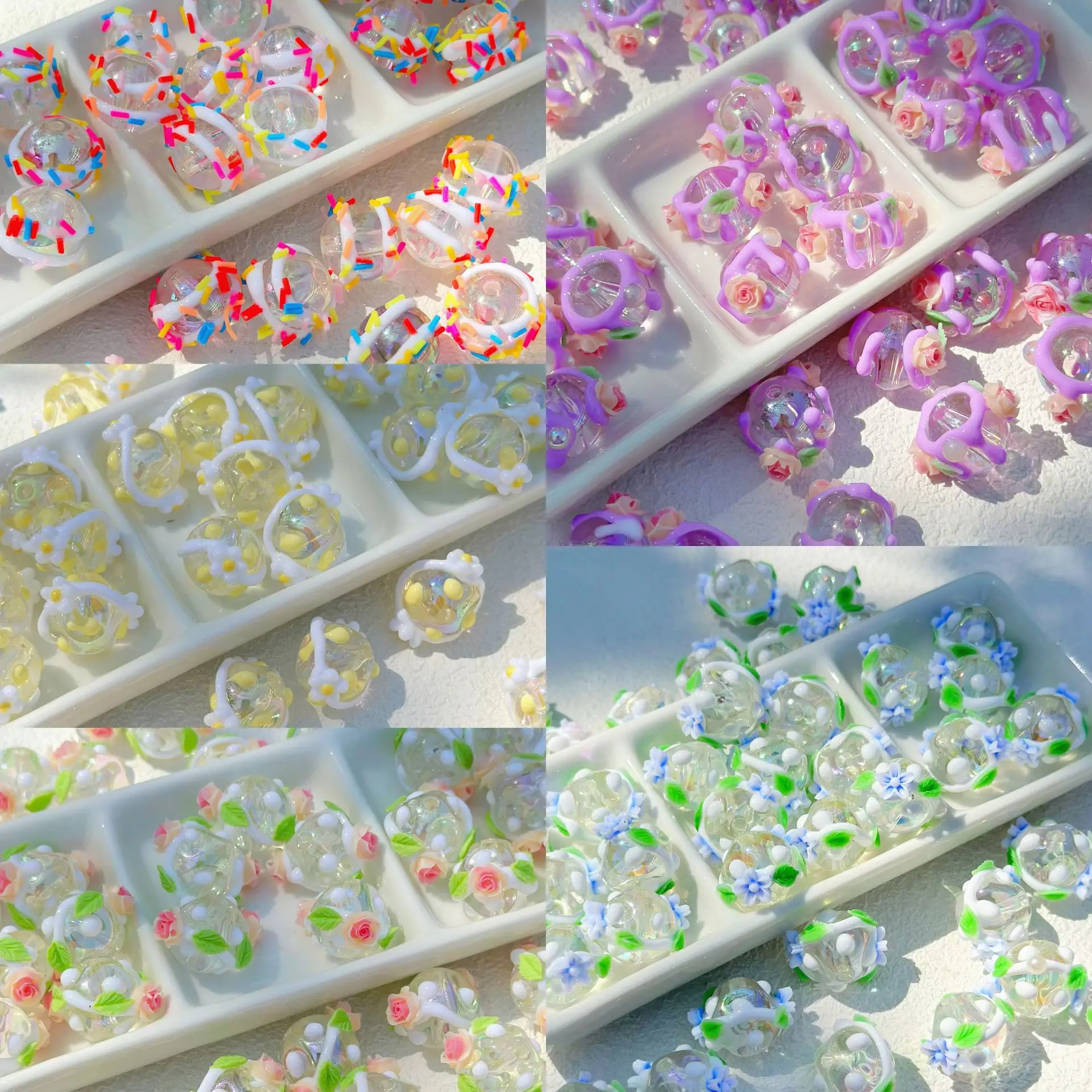 10PCS 16mm Acrylic Sweet Flower Series Beads For Jewelry Making Keychain Necklace Bracelet Craft DIY Supplies