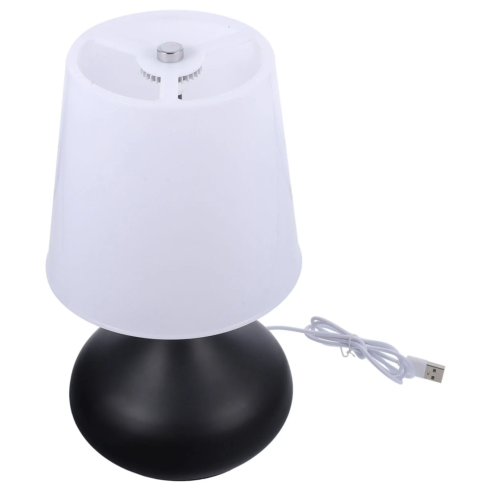 

1pc Dimming Night Light Black Iron Cloth Material Warm Gentle Glow Touch Control Usb Modern Table Lamp For Bedroom Living Room