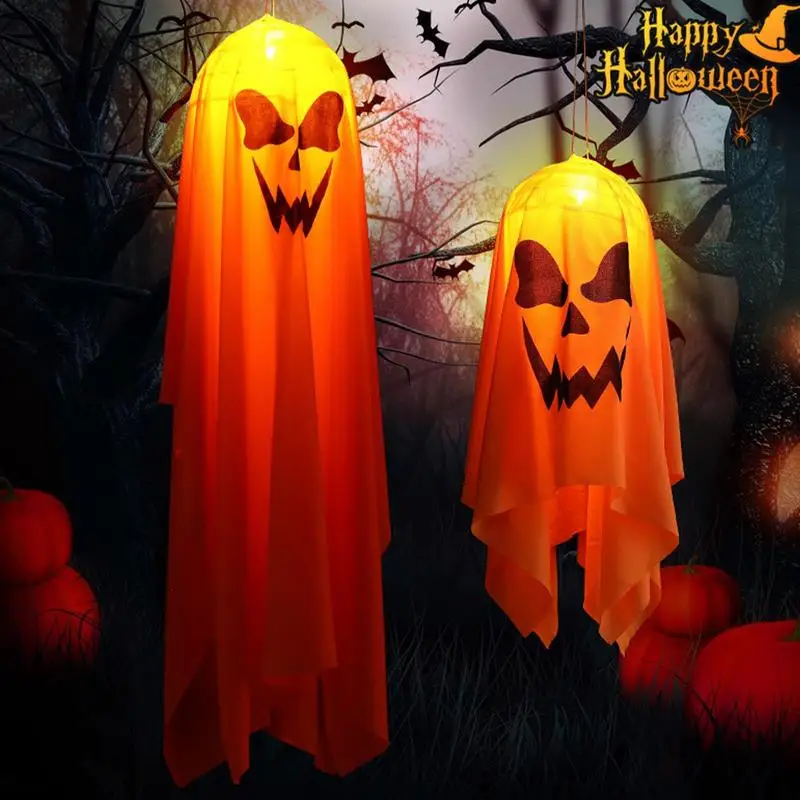 Halloween Ghost Lantern Haunted House Lights Garden Light up Ghost Wizard Hat Decorations for Lawn Garden Patio Yard front door