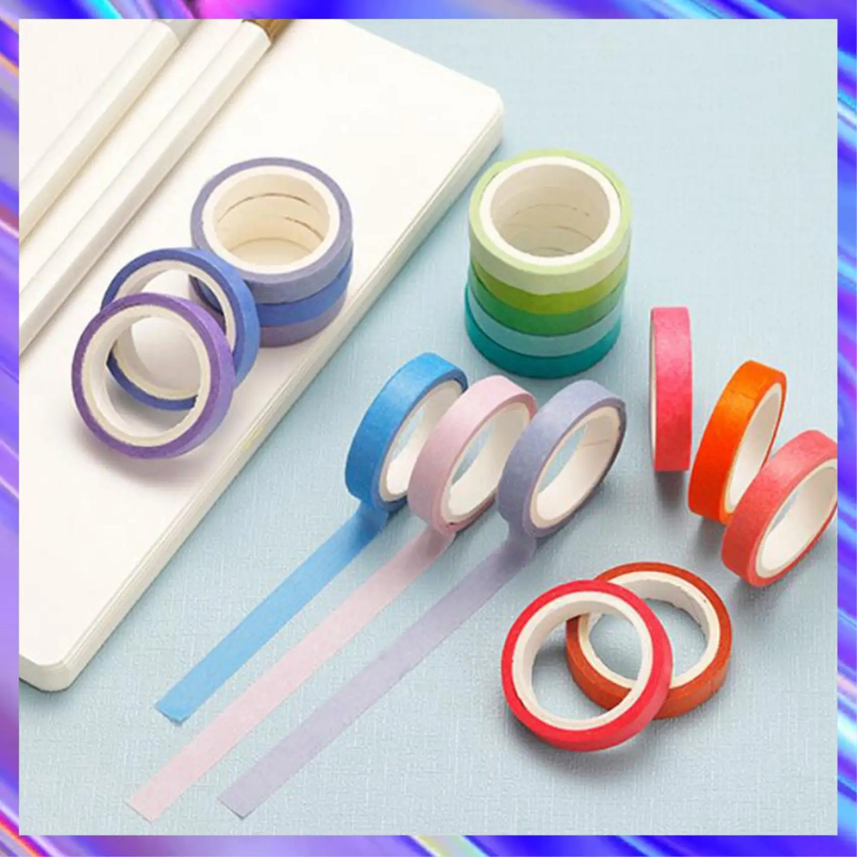 

120 Pcs Basic Solid Color Washi Tape Rainbow Masking Tape Decorative Adhesive Tape Sticker Scrapbook Diary Stationery