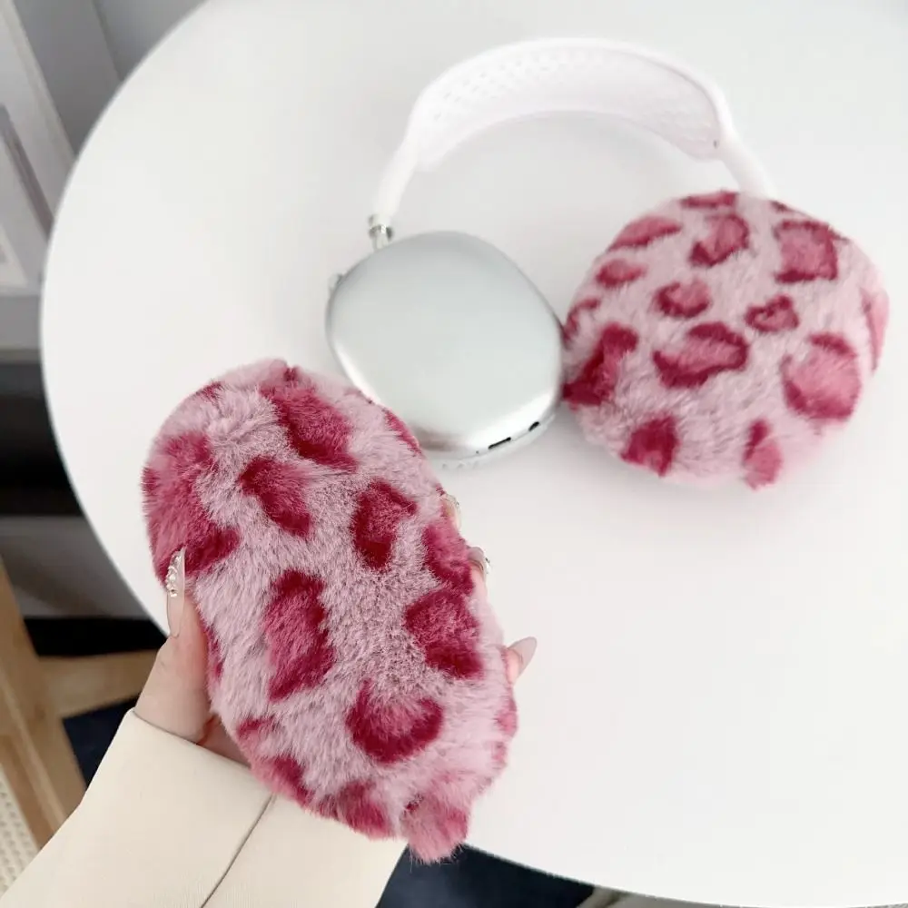 New TPU Protective Case Leopard Print Fluffy Plush Headphone Cover Shockproof Headset Accessories Earphone Case for AirPods Max