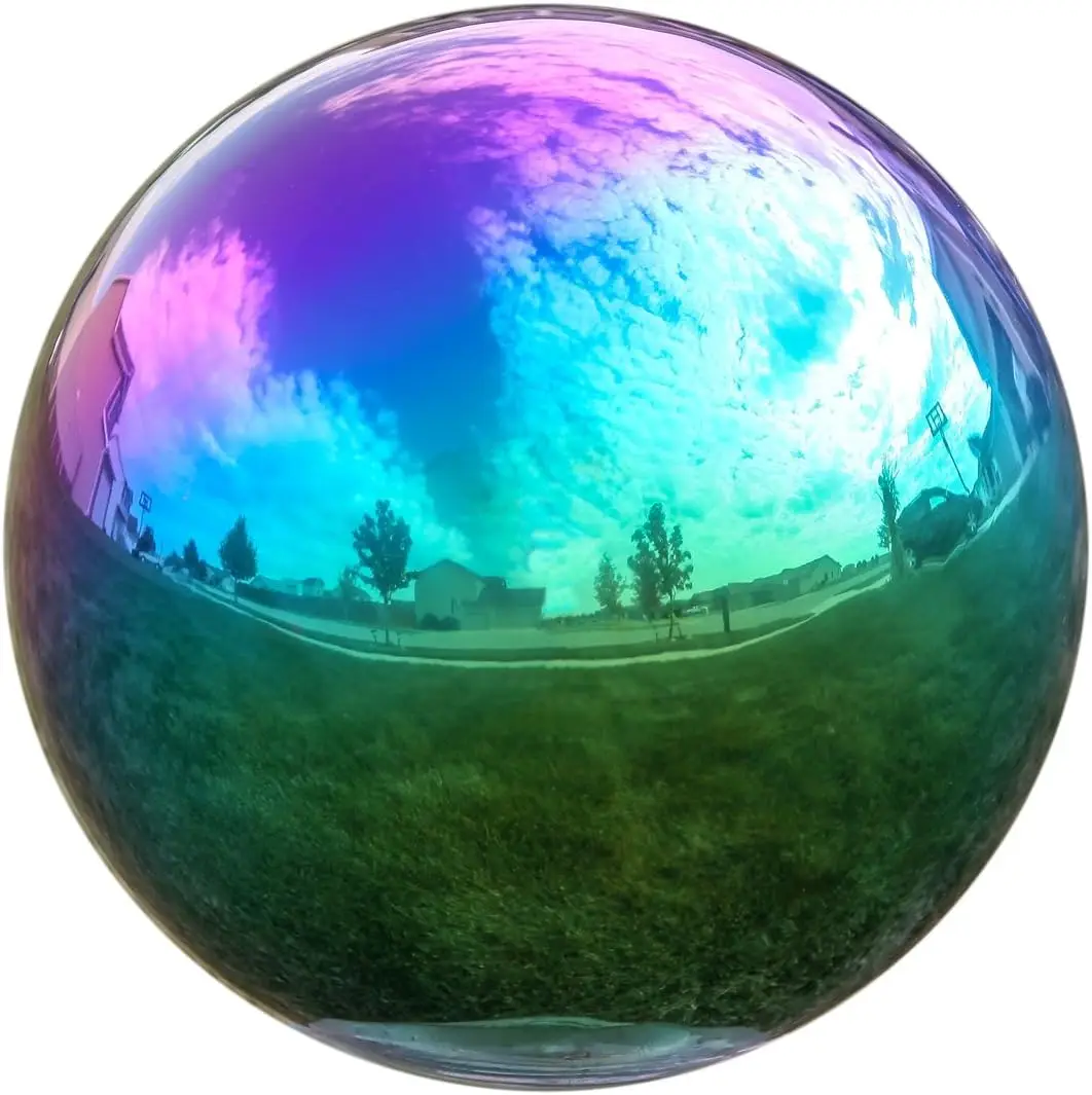 

Stainless Steel Rainbow Mirror Ball - 12 Inch Indoor Outdoor Garden Decor
