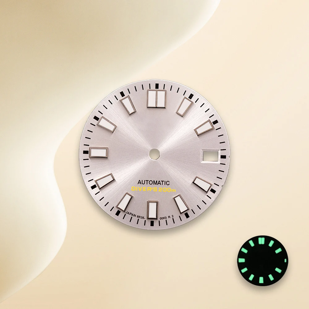 28.5mm logotipo s sub/skx007 dial fit nh35/nh36 movimento c3 forte verde luminoso de alta qualidade nh35 acessórios de modificação de relógio