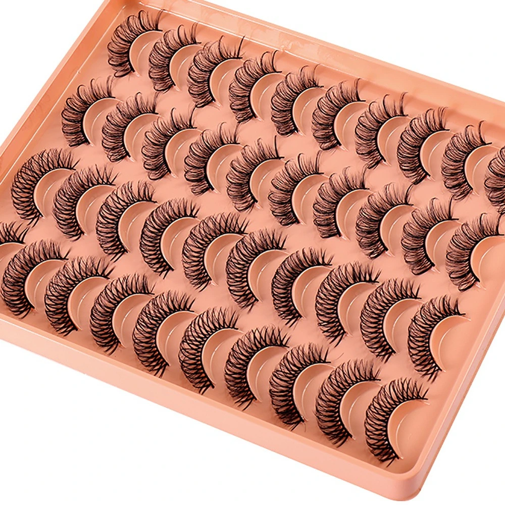20 Pairs Bulk 3D Russian Strip Mink Lashes Dramatic False Eyelashes Wholesale Faux Cils Portable Makeup Kit for Lash Learners