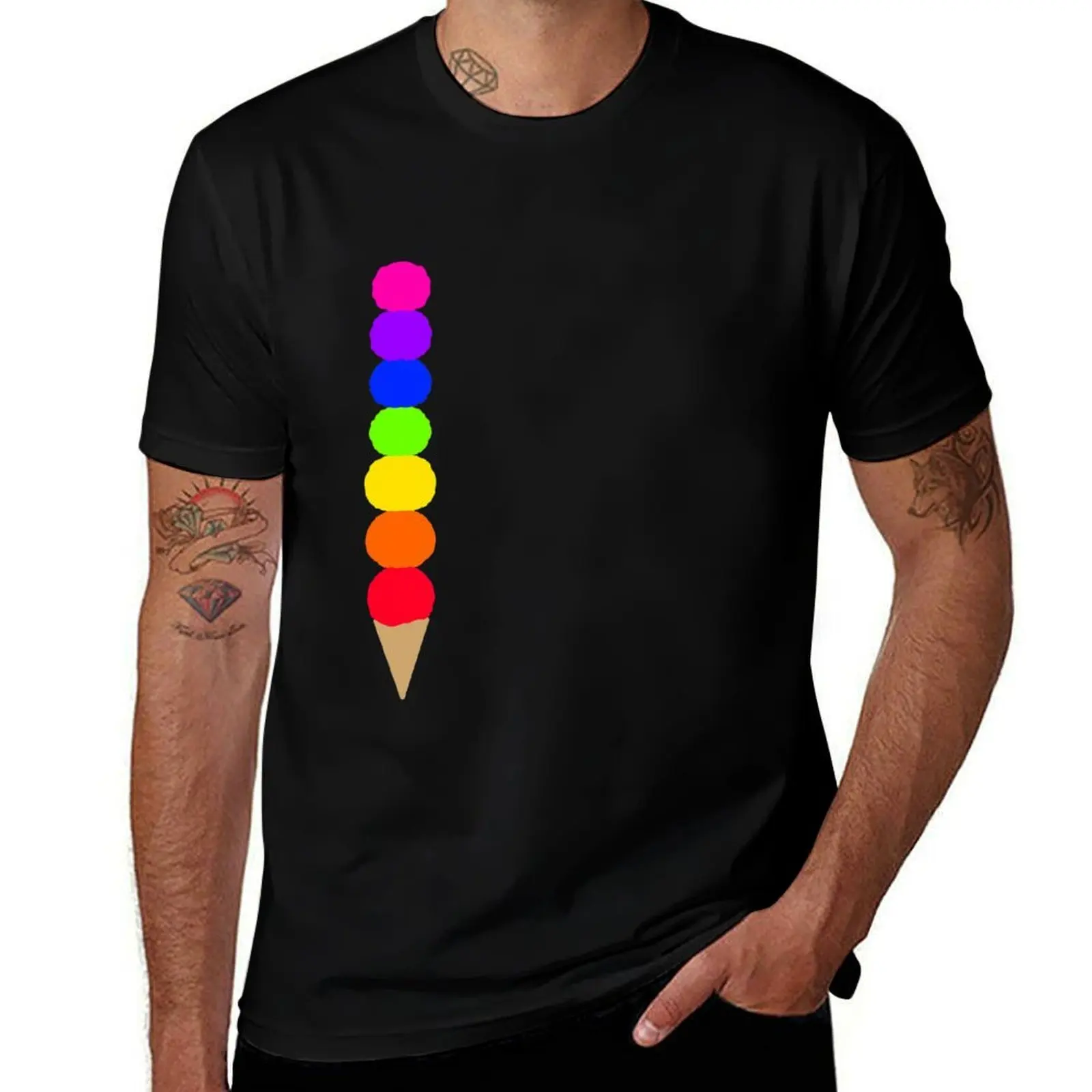 

Rainbow ice cream T-Shirt cotton t shirts high quality funny t shirts cotton man t shirts graphic T-Shirt