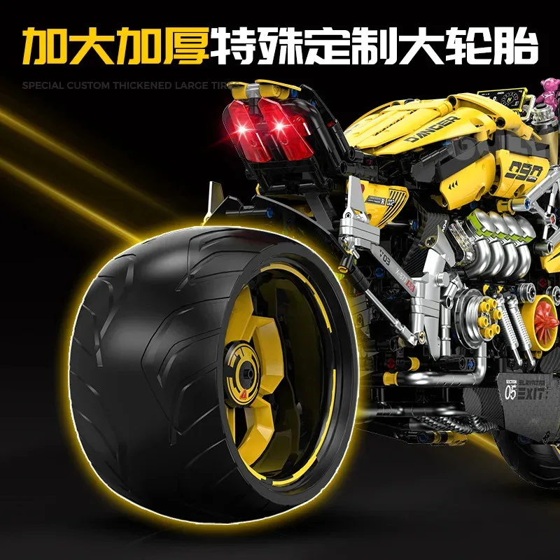 IN STOCK 60519 MOC Technical RC Motorcycle Building Blocks Model Locomotive Bricks Assembling Toys for Boys Christmas Gift Set