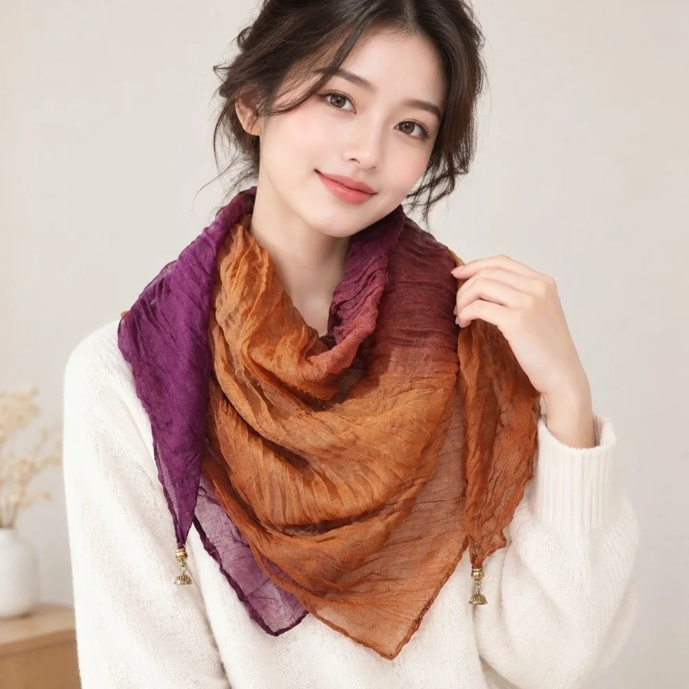 Minimalist Pleated Magnetic Buckle Scarf Premium Feel Soft Neck Scarf Korean Style Neck Protector Neck Warmer Daily Outfit