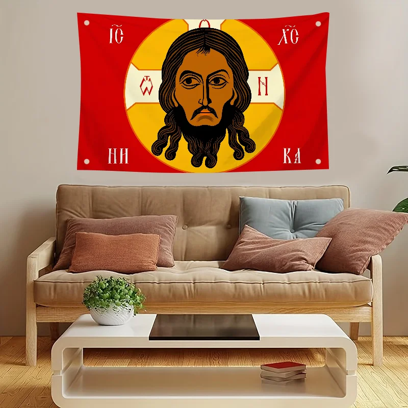 1PC Russian Imperial Gonfalon Jesus Flag Flags and Banners Four Hole Flag Polyester Outdoor Decor Room Aesthetic