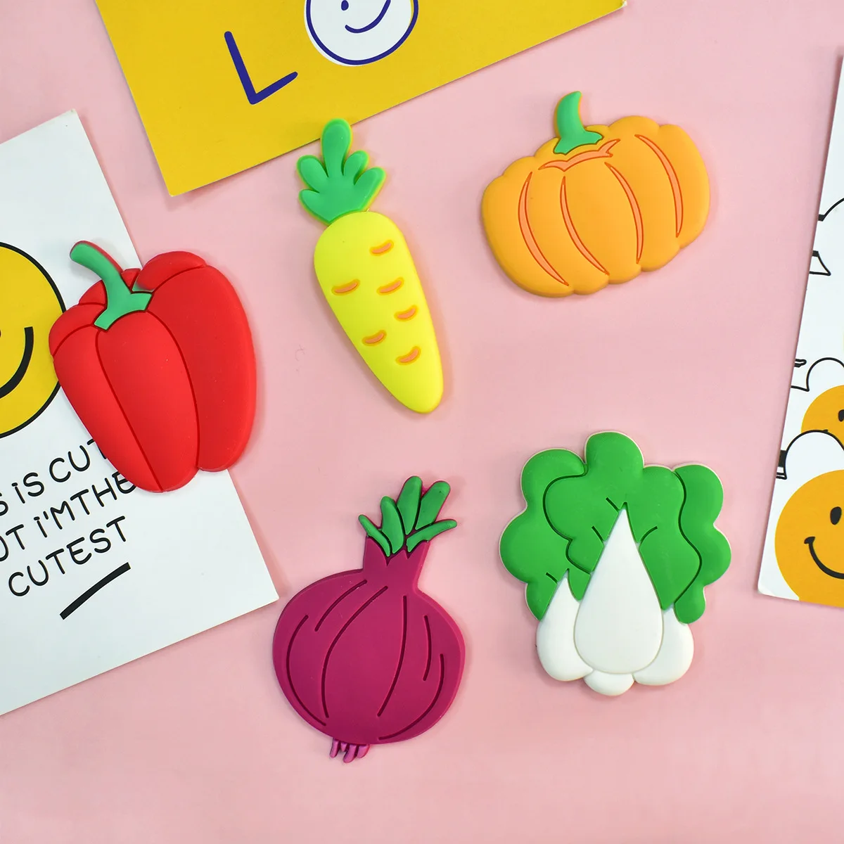 New Arrival Creativity Cartoon Veggie Pumpkin Corn Chili Peppers Eggplant cucumber PVC Fridge Magnets Soft Whiteboard Decor