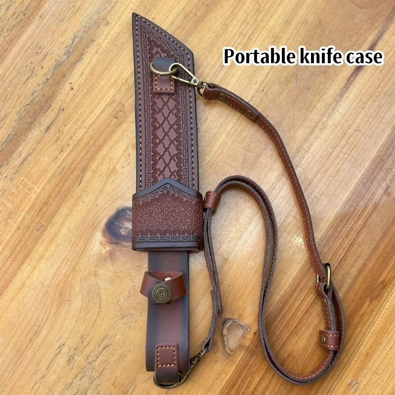 Handmade universal straight knife, double-layer cowhide knife sheath, chef's knife cowhide sheath, outdoor knife sheath,