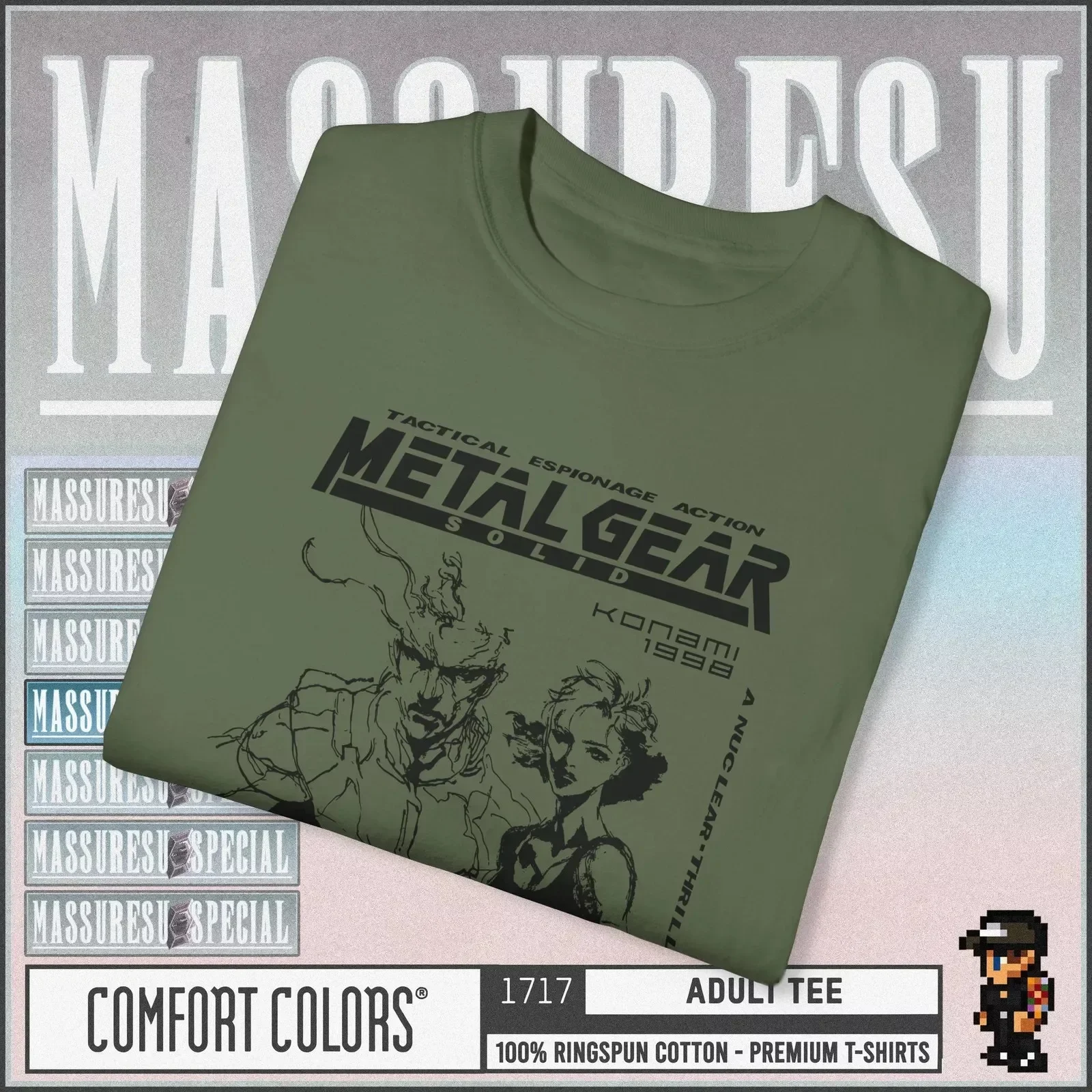 Metal Gear Solid [Halftone v2] Premium TShirt  Hideo Kojima Solid Snake Liquid