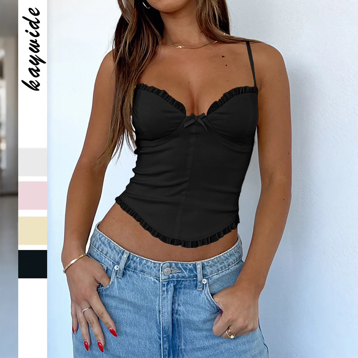 

Сексуальный стильный однотонный топ, летняя женская одежда, лето 2025 года, сексуальный топ, милая женская одежда