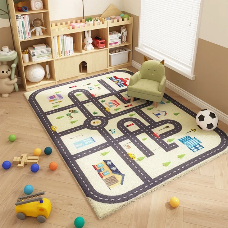 Cute Car Bedroom Carpet Cartoon Room Reading Area Non Slip Carpets Children Room Thickened Irregular Bedside Water Proof Rug