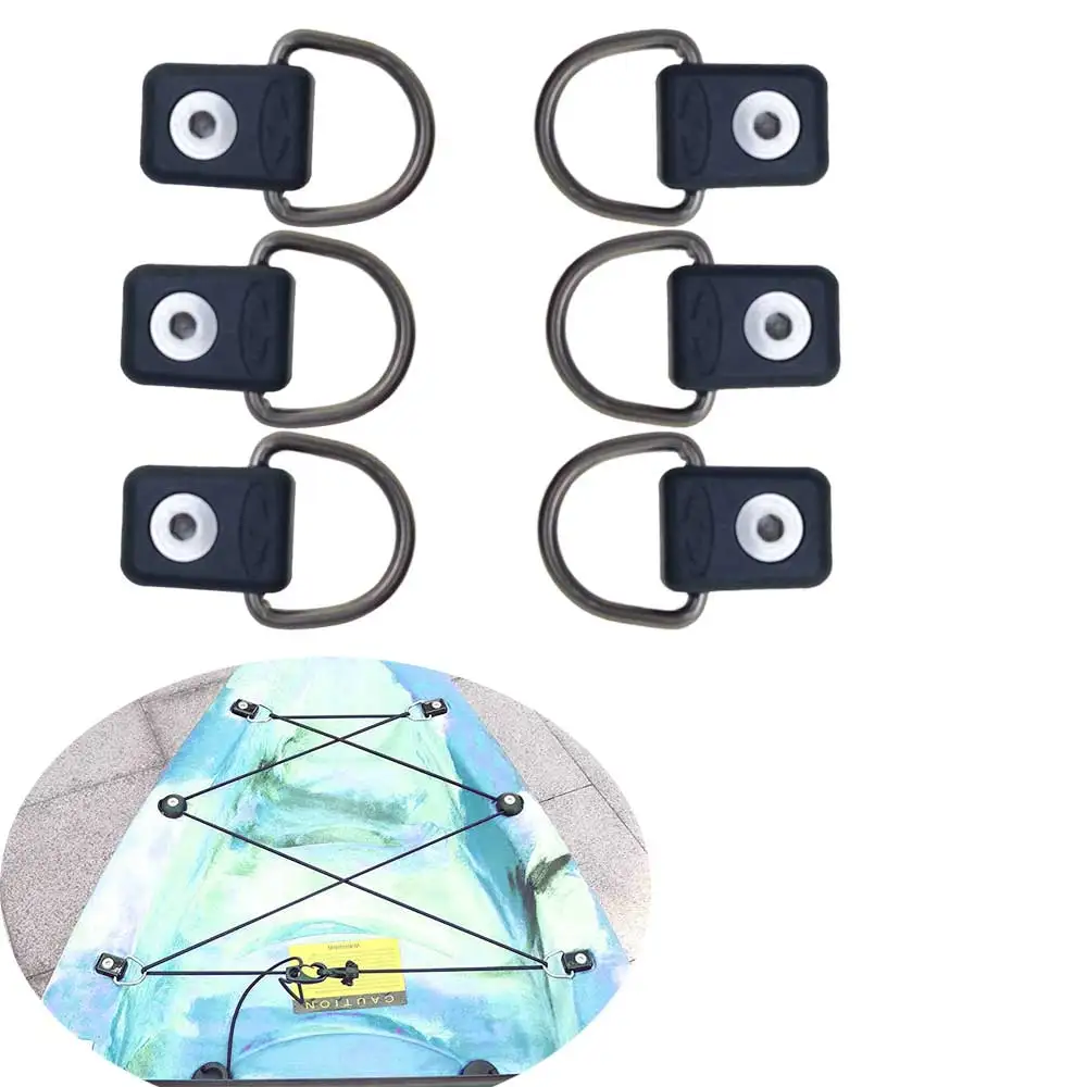 6pcs Kayak D-Ring Tie Down Loops Stainless Steel  Nylon Deck Rigging Hardware for Canoe Boat Securing Bungee Cords Accessories