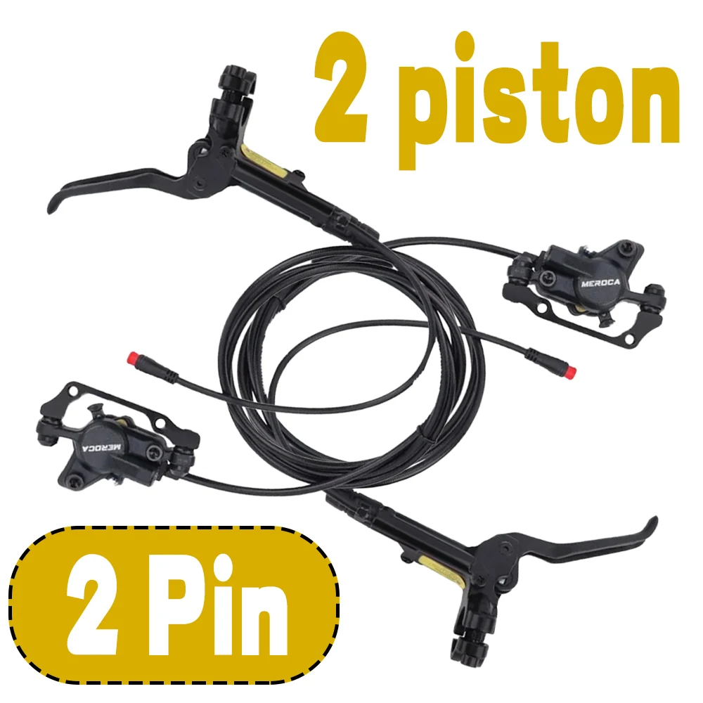 

2 Pin Hydraulic Brakes Bicycle Set 2-piston Hydraulic Brake Cut Off Hydraulic Brakes with Sensor for Electric E Bike Ebike