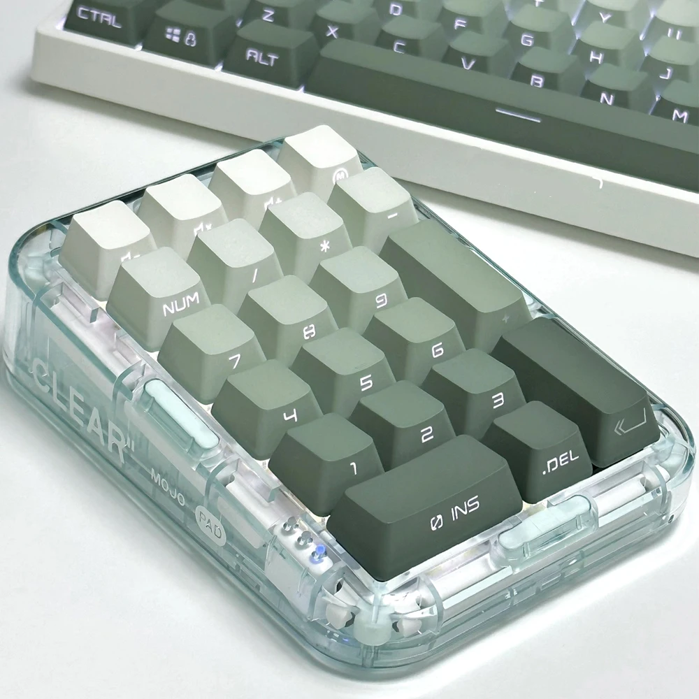 

Seaweed PBT keycaps font transmits light OEM profile white and cyan gradient color keycap sets