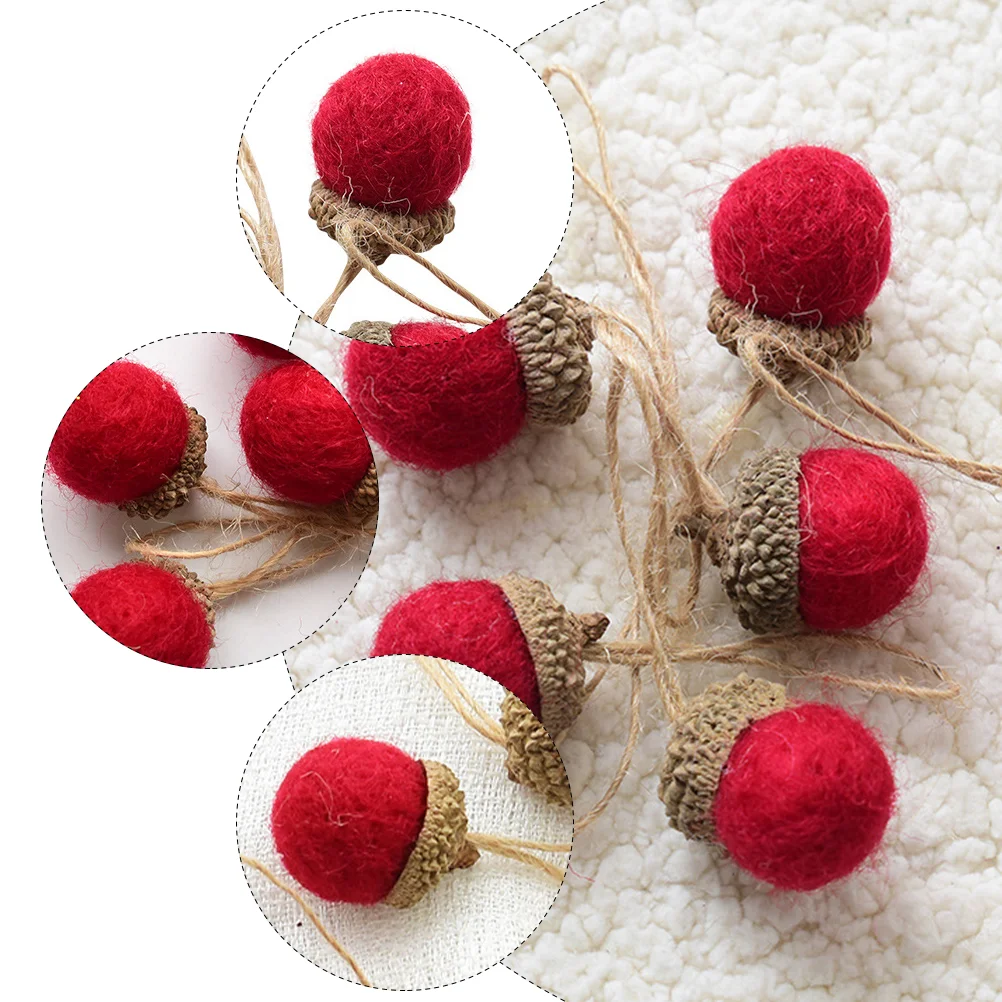 6 Pcs Garland Christmas Decorations Felt Pine Cones Supplies Hanging Pendant Rural Red Xmas Tree Ornament