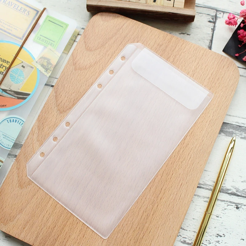 5pcs/Lot A6 Clear Binder Pockets Ring For 6-Ring Notebook Cash Envelopes Budgeting Loose Leaf Bags Filing Planner Insert Sleeves