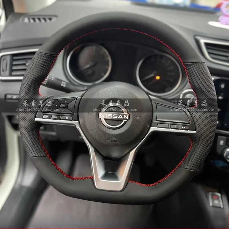 DIY Hand Stitched non-slip genuine Leather suede Car Steering Wheel Cover For Nissan X-Trail Qashqai Rogue (Sport) 2017-2019