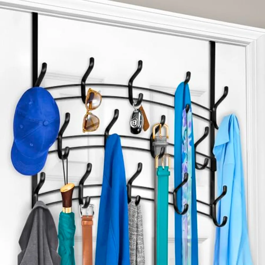 

Профессиональный ® Домой ™ Навесные крючки на дверь - Вешалка на дверь с 28 крючками - Навесная вешалка для одежды - Для полотенец или одежды - Для ванной комнаты