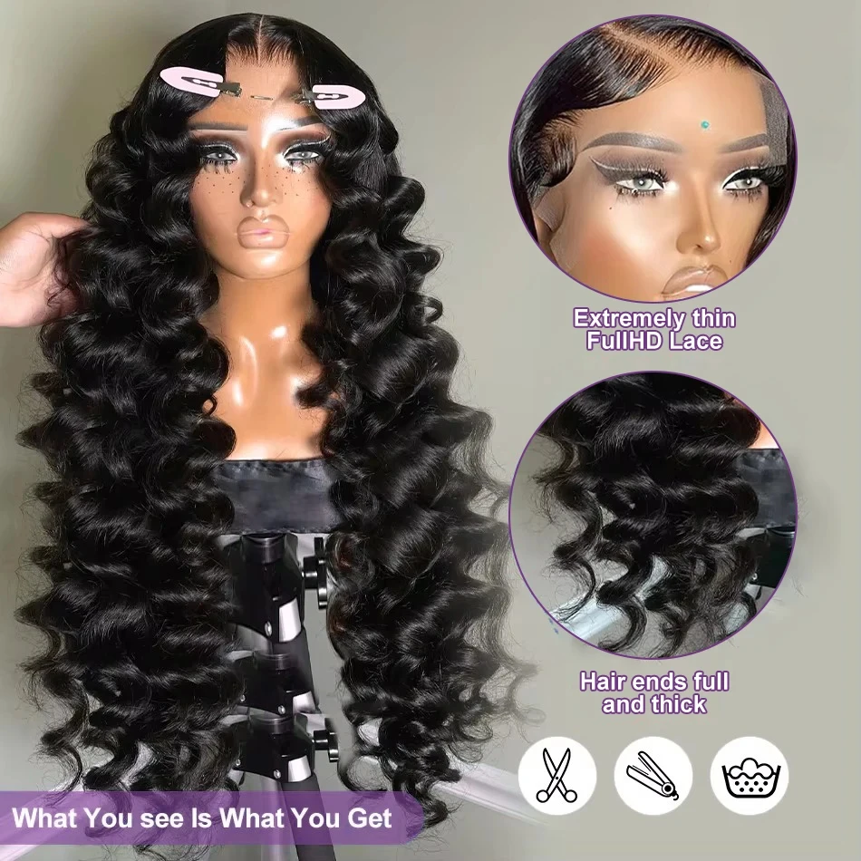 Melodie 40 Inch Loose Wave 13x6 HD Lace Frontal Wig 100% Raw Hair Brazilian Deep Wave Curly Wigs Human Hair Preplucked For Women