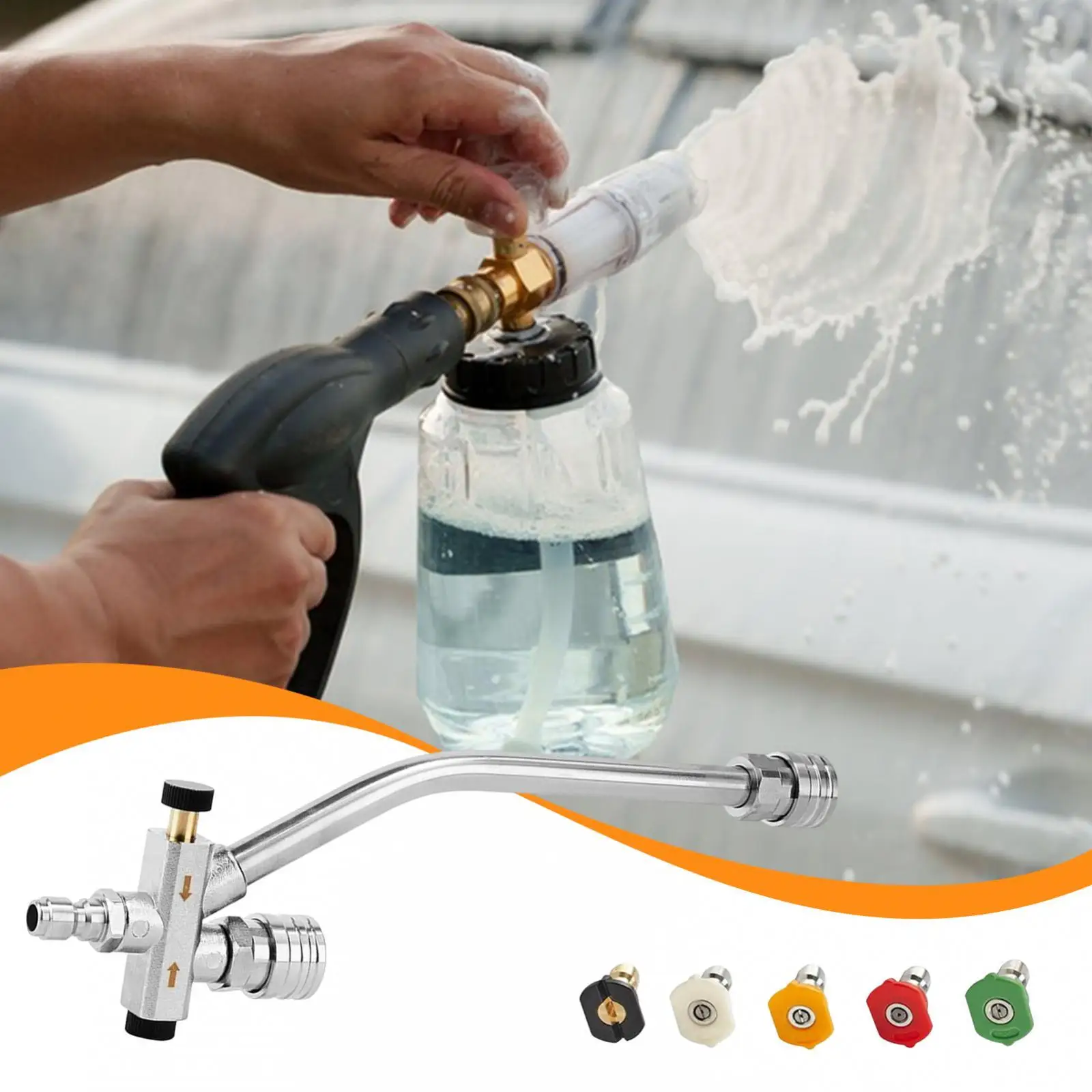 

Foam Cannon Double Connector Accessory for Garden Watering Auto Detailing