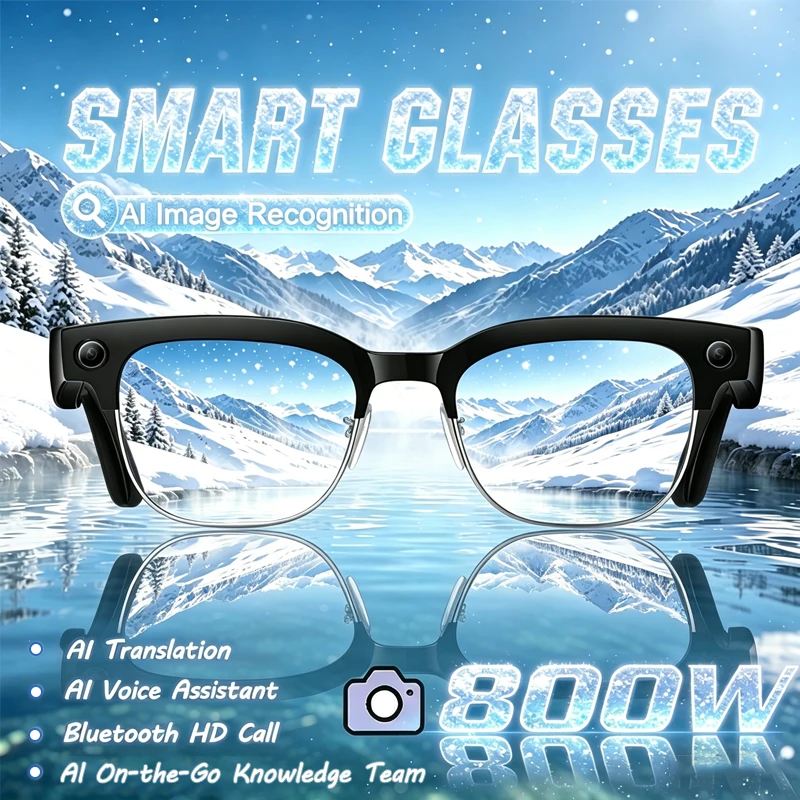 

Smart Glasses AI Camera Voice Assistant Call Bluetooth Translation AI Image Recognition EIS Anti-Shake 800W Camera Smart Glasses