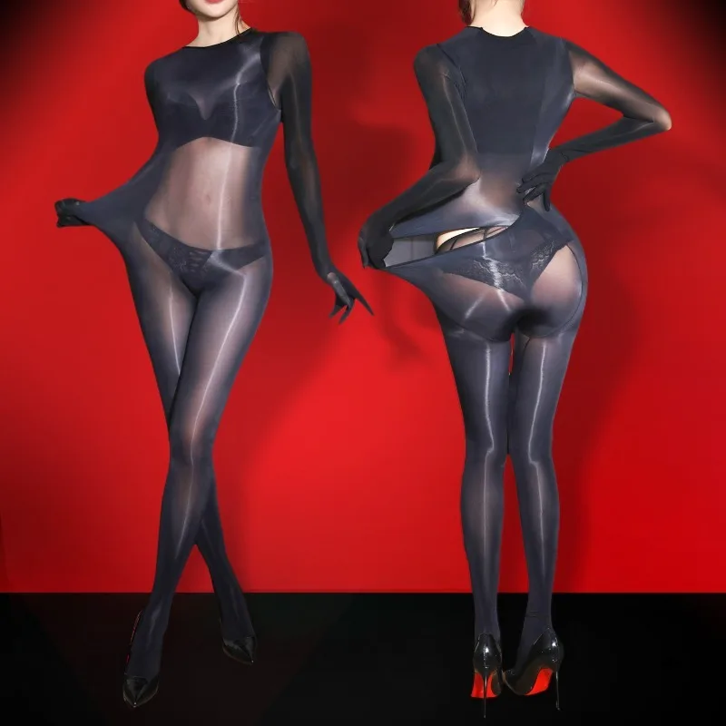 

Масляные блестящие чулки для тела, боди, женские прозрачные комбинезоны с пятью пальцами, ультратонкие прозрачные комбинезоны, эротическое белье