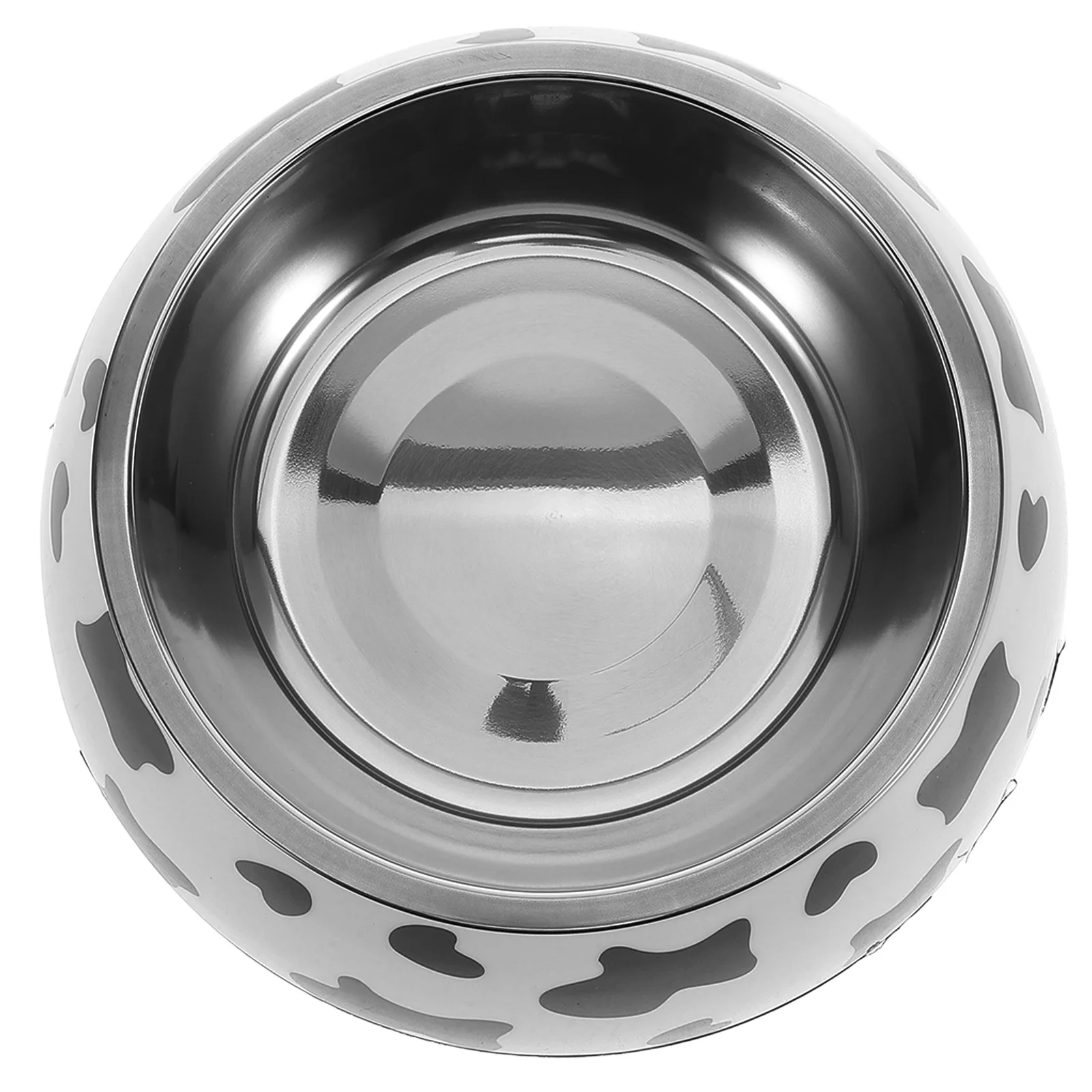 

Dual Stainless Steel Dog Bowl Cow Pattern Nonskid Base Durable Dog Feeder Pet Water Food Bowl Kibble Treats Holder