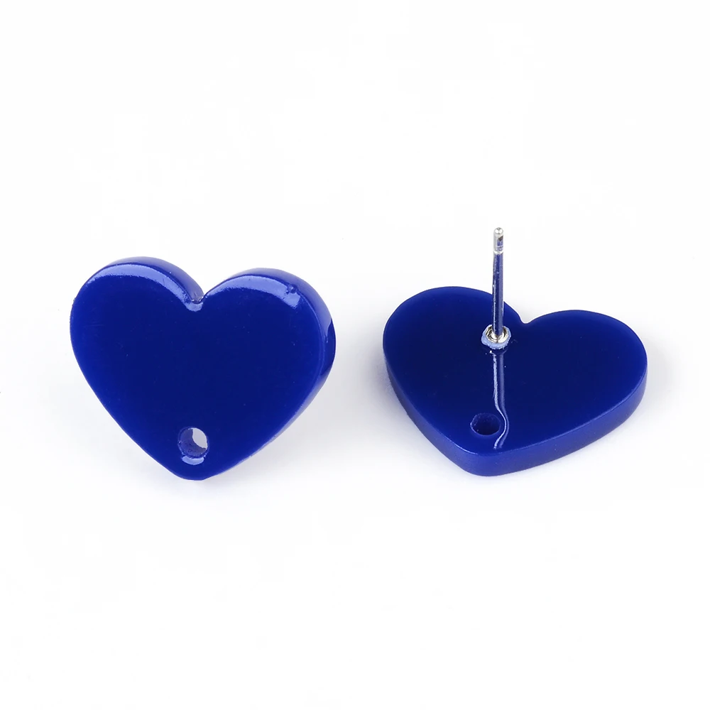 20Pc 925 Silver Needle Mini Stud Earring Heart Acrylic Colorful Helix Cartilage Tragus Lobe Ear Piercing Jewelry Connect Pendant