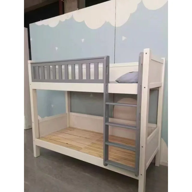 Brand upper and lower bunk double-layer mother-child bed two-layer high and low bed solid wood log two-layer adolescent