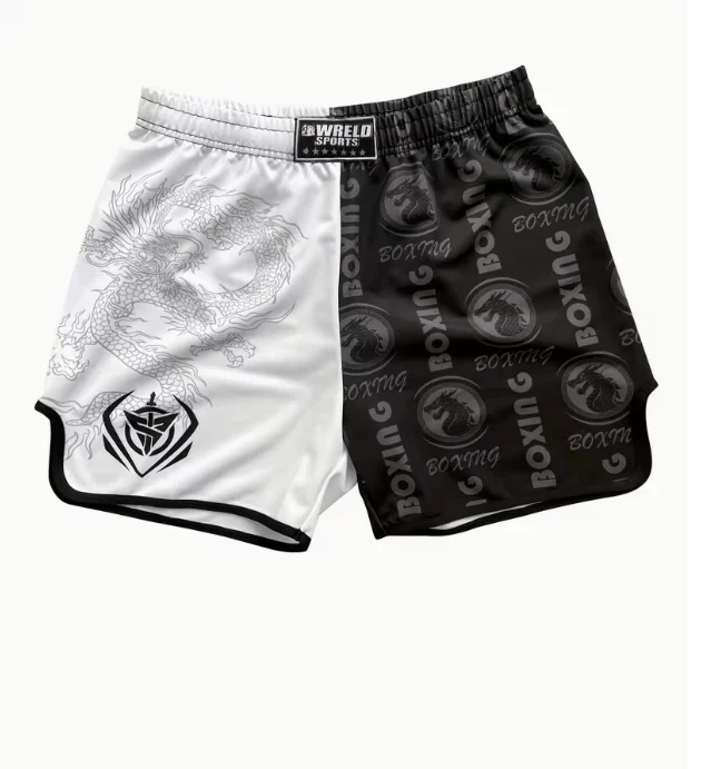 

Men's 3D Printed Letter and Dragon Pattern Boxing Shorts, Loose Quick-drying Fitness Running Breathable Sportswear