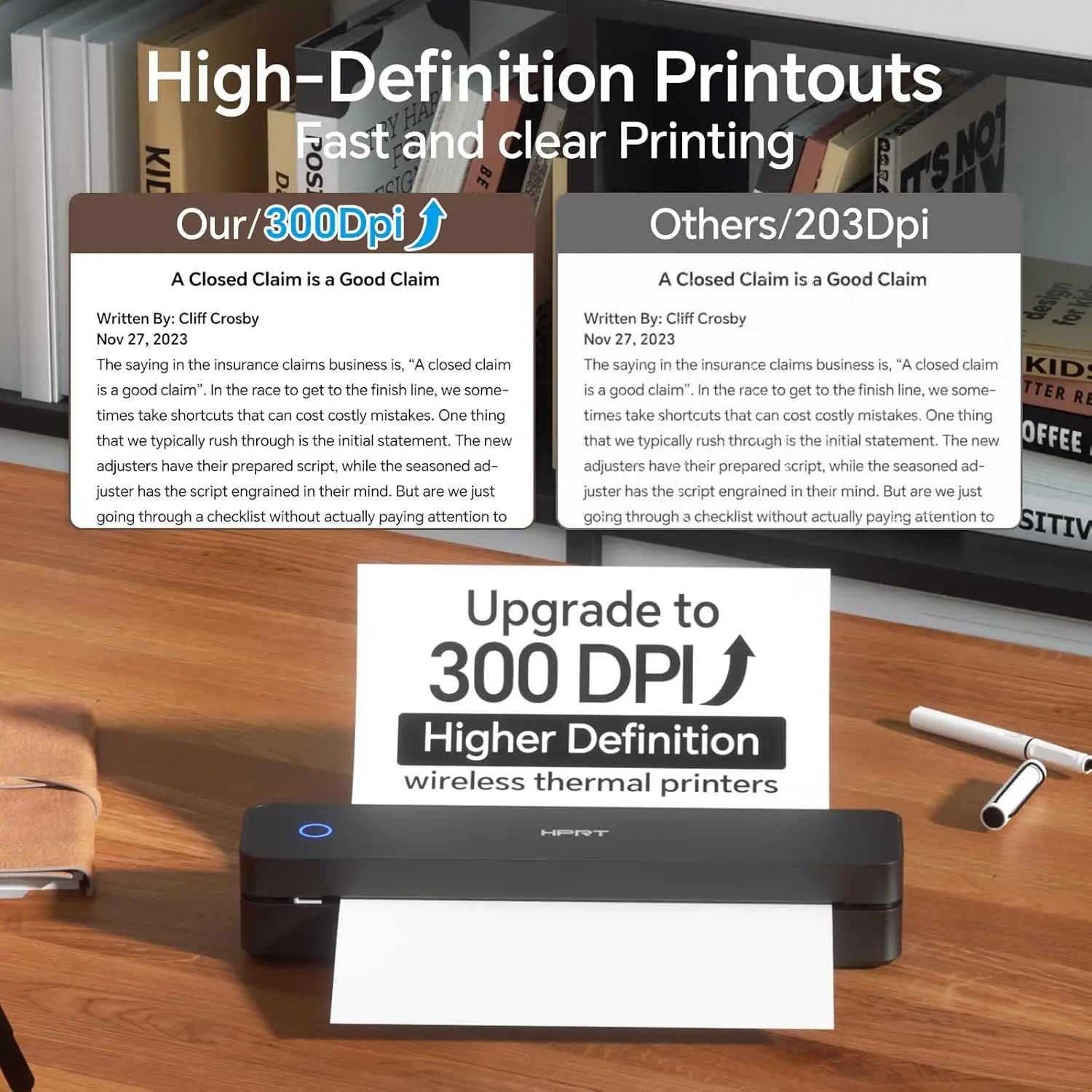 300DPI A4 Thermal Portable HPRT Printer Wireless for Travel Inkless Mobile Bluetooth Maker Support 8.5