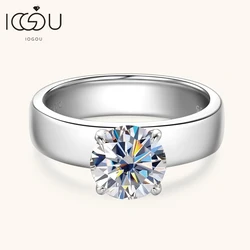 IOGOU 2 Carat 8.0mm D VVS1 Moissanite Diamond Ring for Women Men Couple Real Silver 925 Classic Engagement Wedding Jewelry Gift