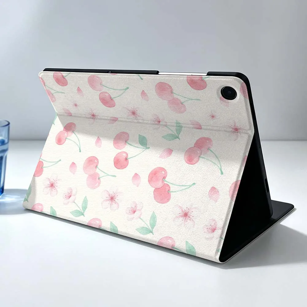Pink Cherry Design Soft For Samsung Galaxy Tab S11 S10 S9 S8 S7 S6 A9 A8 A11 Lite FE Plus Pen Tray Tablet Case