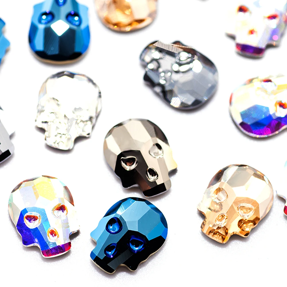 Halloween skull Rhinestones Crystal glass Strass flat back diamond suitable for nail and beauty Craft decoration