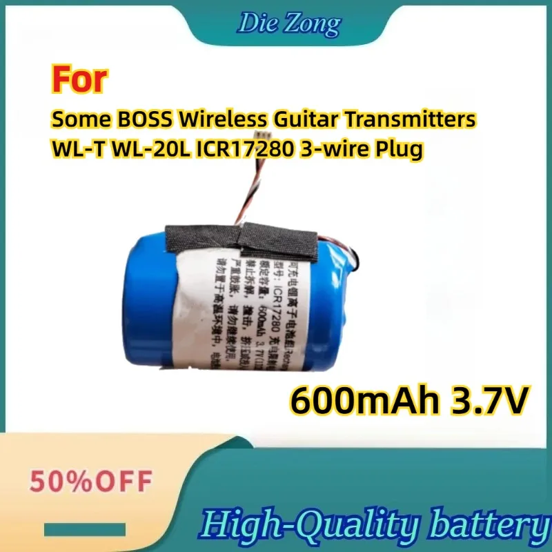 

For Some BOSS Wireless Guitar Transmitters WL-T WL-20L ICR17280 3-wire Plug Battery Brand New 600mAh 3.7V Battery