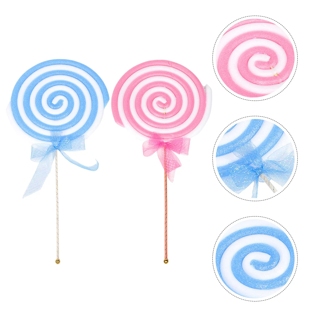 2 Pcs Performance Props Foam Lollipop Child Lollipops Plastic Birthday Party Decoration