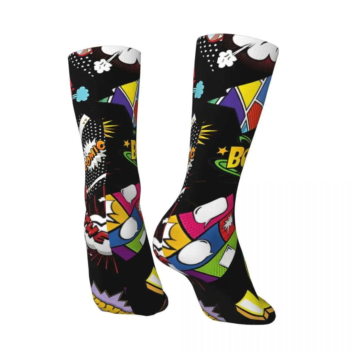 Crazy compression Comic Strip References Sock for Men Harajuku Seamless Pattern Crew Sock Casual