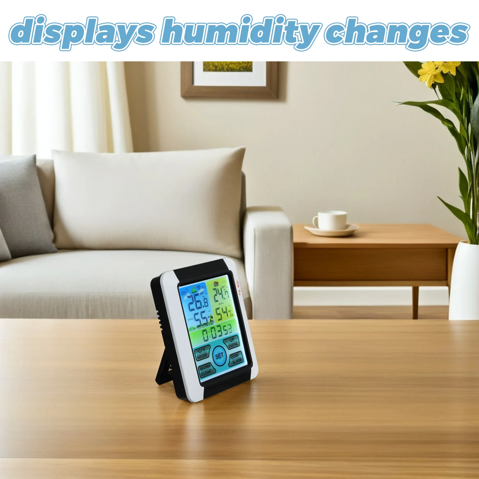 1 set 1 set orologio meteorologico digitale intelligente impermeabile monitor di umidità della temperatura interna esterna schermo a colori retroilluminato wireless