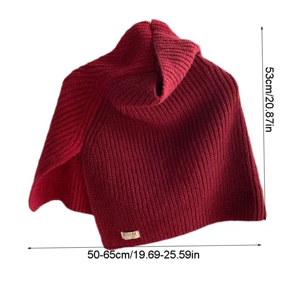 Contrast Color High Collar Shawl Retro Wool Scarf Warm Neck Wraps Irregular Wraps Knitted Shawl Ladies