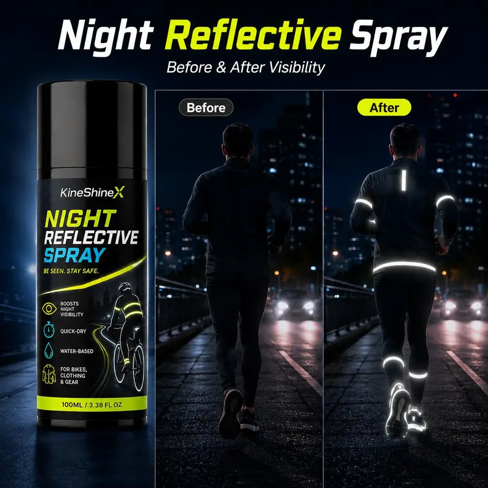 Night Reflective Spray Paint Silver High Visibility Safety Coating Water Based Quick Drying Drive Spray for Clothes Shoes Bikes