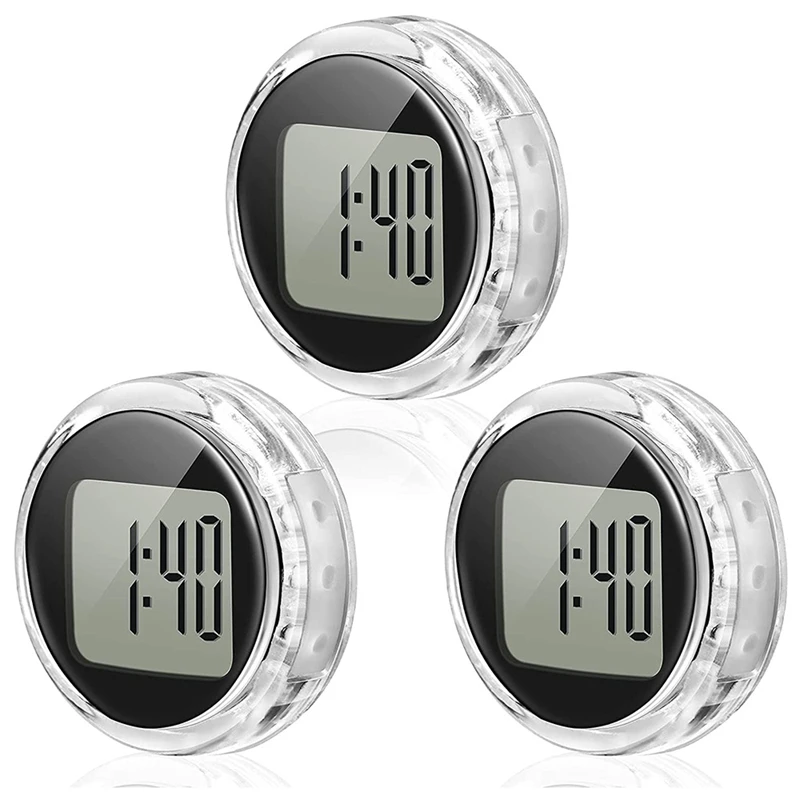 3 Pieces Mini Motorcycle Clocks Waterproof Stick-On Motorbike Mount Watch Digital Clocks For Vehicle, Auto, Car, SUV