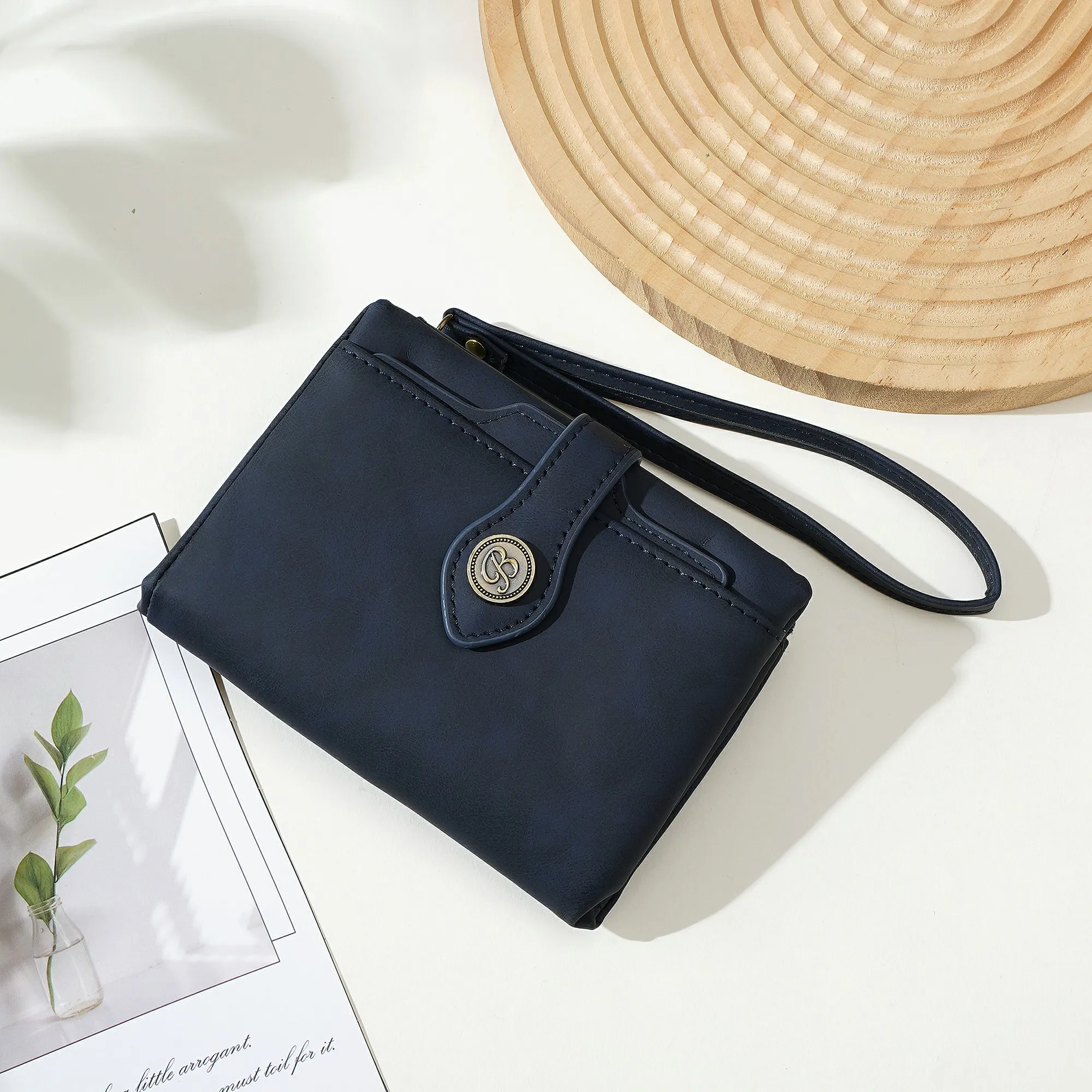 1 Stück - Baellerry Damen Vintage PU-Leder Kurzbörse mit 80% Rabatt, mit Handgelenkschlaufe, 8 Kartenfächern + Ausweisfenster + abnehmbarem Kartenhalter, praktisches Geburtstagsgeschenk für Frauen. – Detail 16
